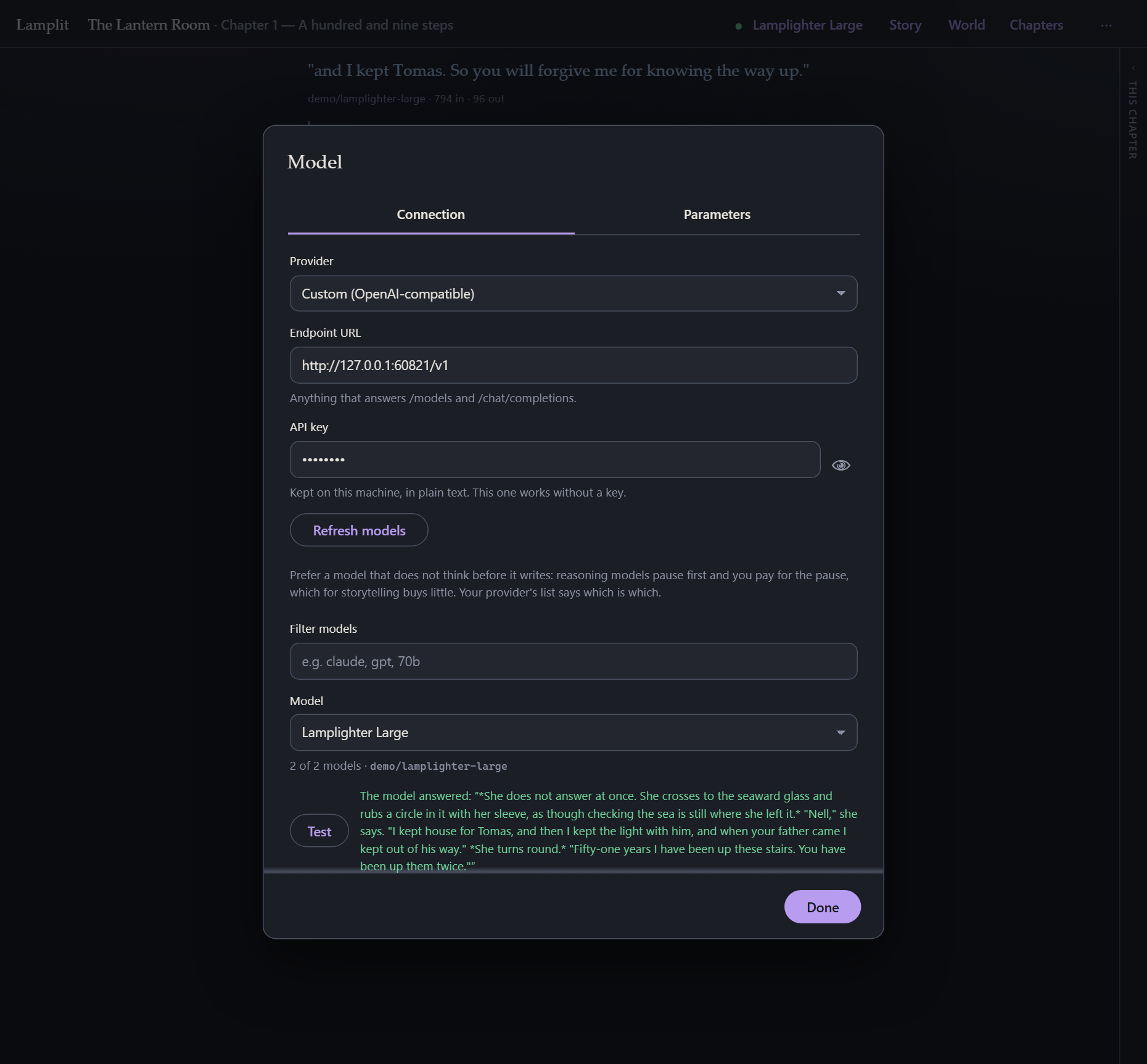 The Connection tab